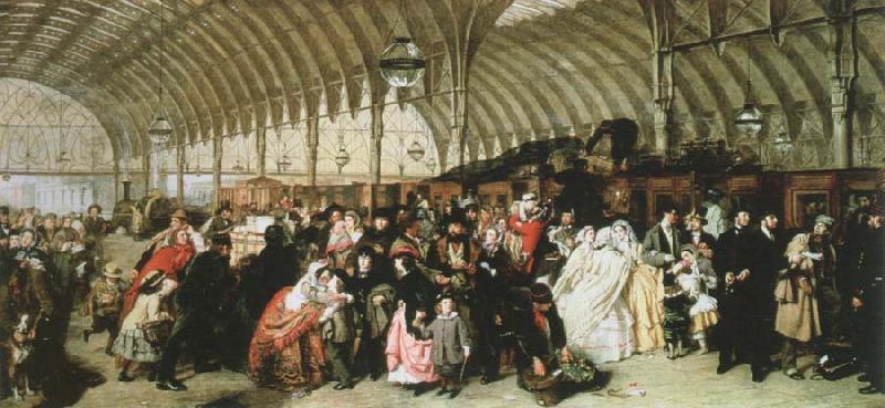 William Powell  Frith the railway station Sweden oil painting art